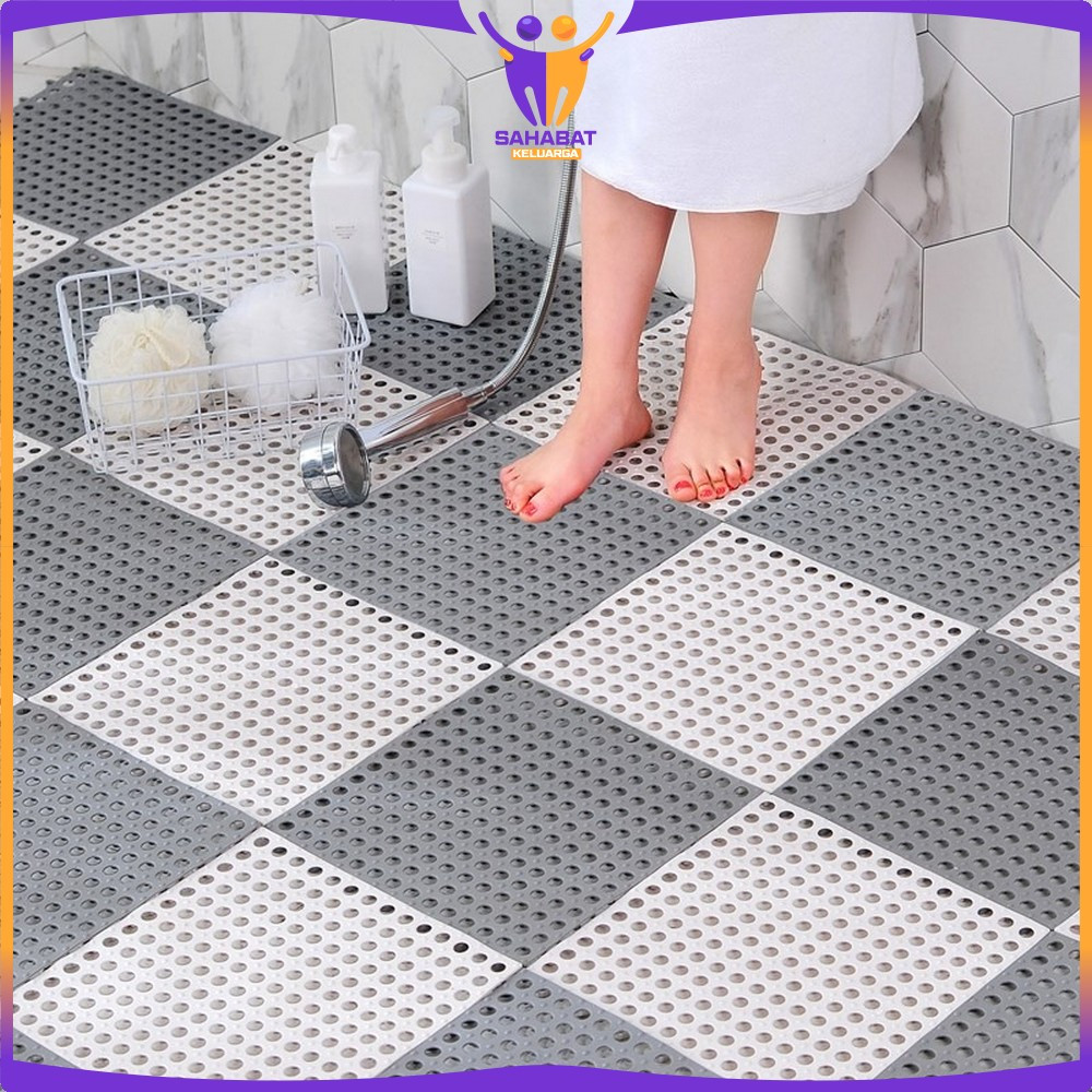 EC Karpet Kamar Mandi 30x30CM Floor Mat Anti Slip Warna Warni / Dapur Mat Non Slip Keset Lantai Anti