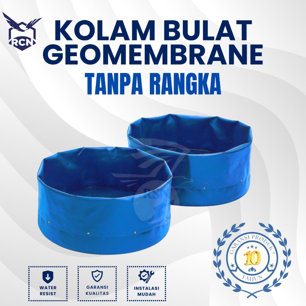 PLASTIK KOLAM BULAT "BIRU" Geomembrane 500 Micron D1,5 - D5 Tinggi 1,2 M - Terpal Saja - GARANSI 10 