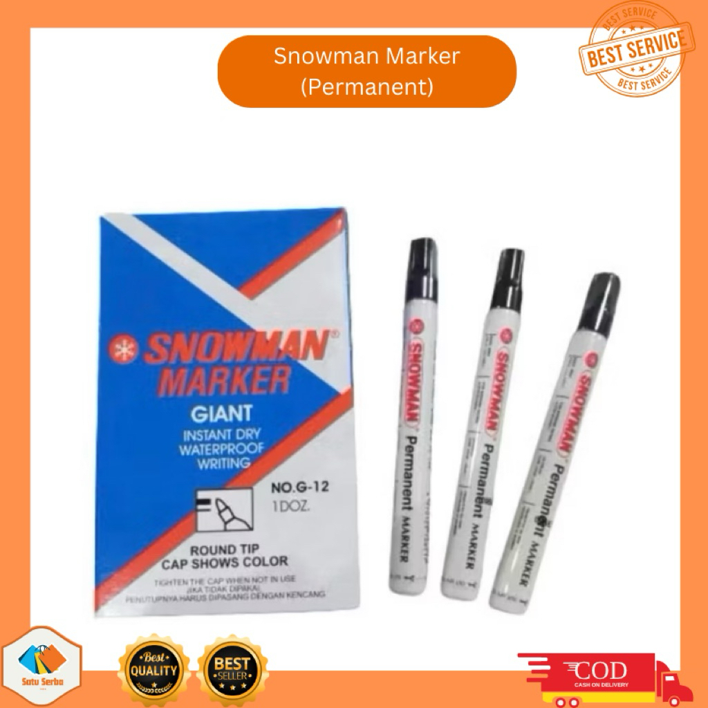 

Spidol Permanent Snowman Warna Hitam isi 12 Pcs