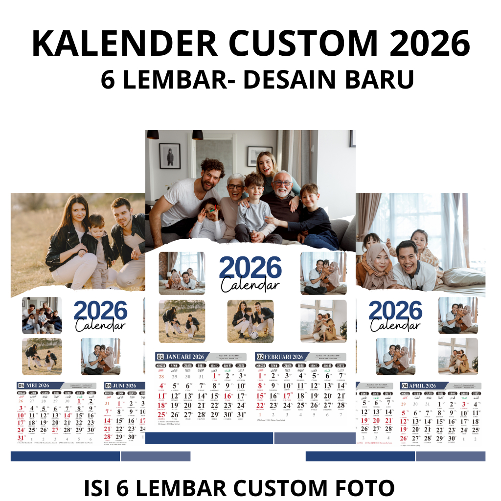 

Kalender Dinding 6 Lembar 2026 Custom Foto – Desain Estetik Kekinian