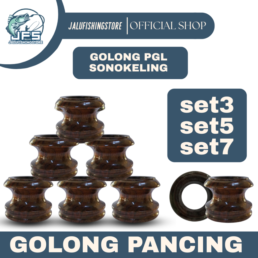 Golongan Pancing PGL Sonokeling Bobok Lubang Besar | Gulungan Kayu Senar Pancing | Set 3 | Set 5 | S