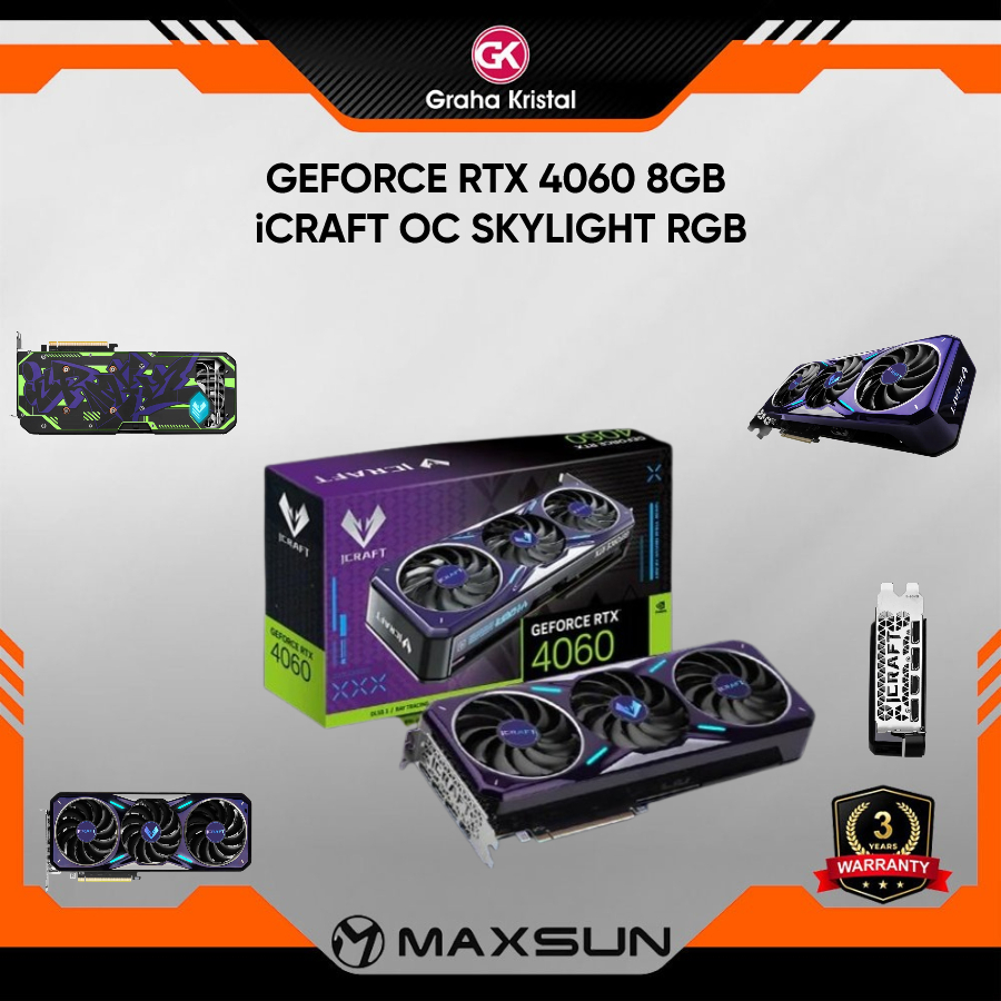 VGA MAXSUN GEFORCE RTX 4060 8GB iCRAFT OC GDDR6 - SKYLIGHT RGB - TRIPLE FAN RTX4060