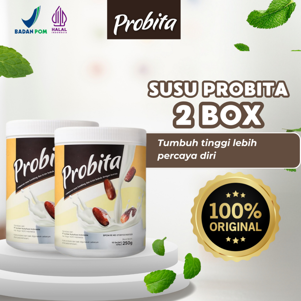 

2 PACK PROBITA - Susu Kambing Etawa Rasa Ekstrak Kurma Sachet Penambah Tinggi Badan - BPOM Halal