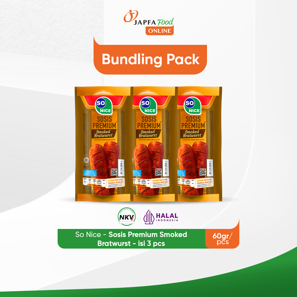 

So Nice Sosis Premium Smoked Bratwurst 60gr - Isi 3 pcs