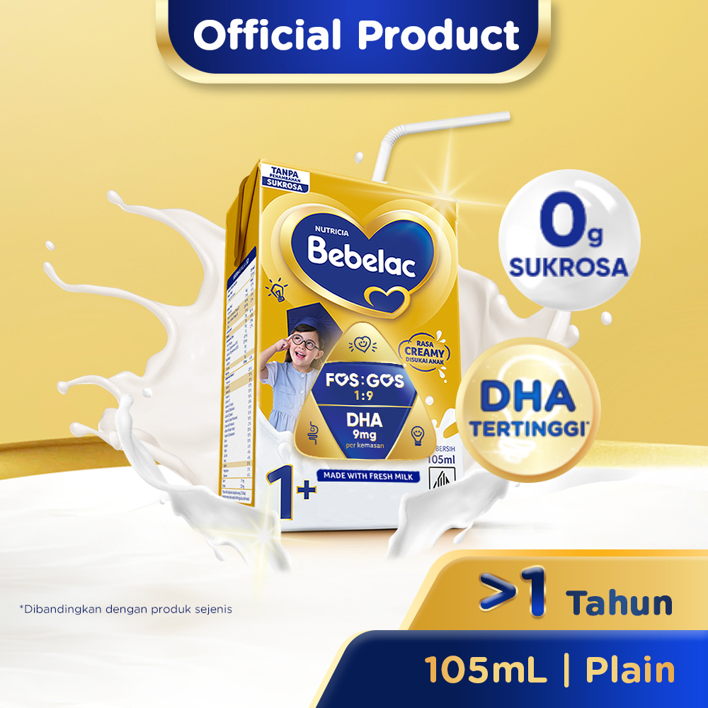 Bebelac Susu Formula Cair UHT Rasa Plain 105ml - Susu Anak [1 Dus Isi 40pcs]