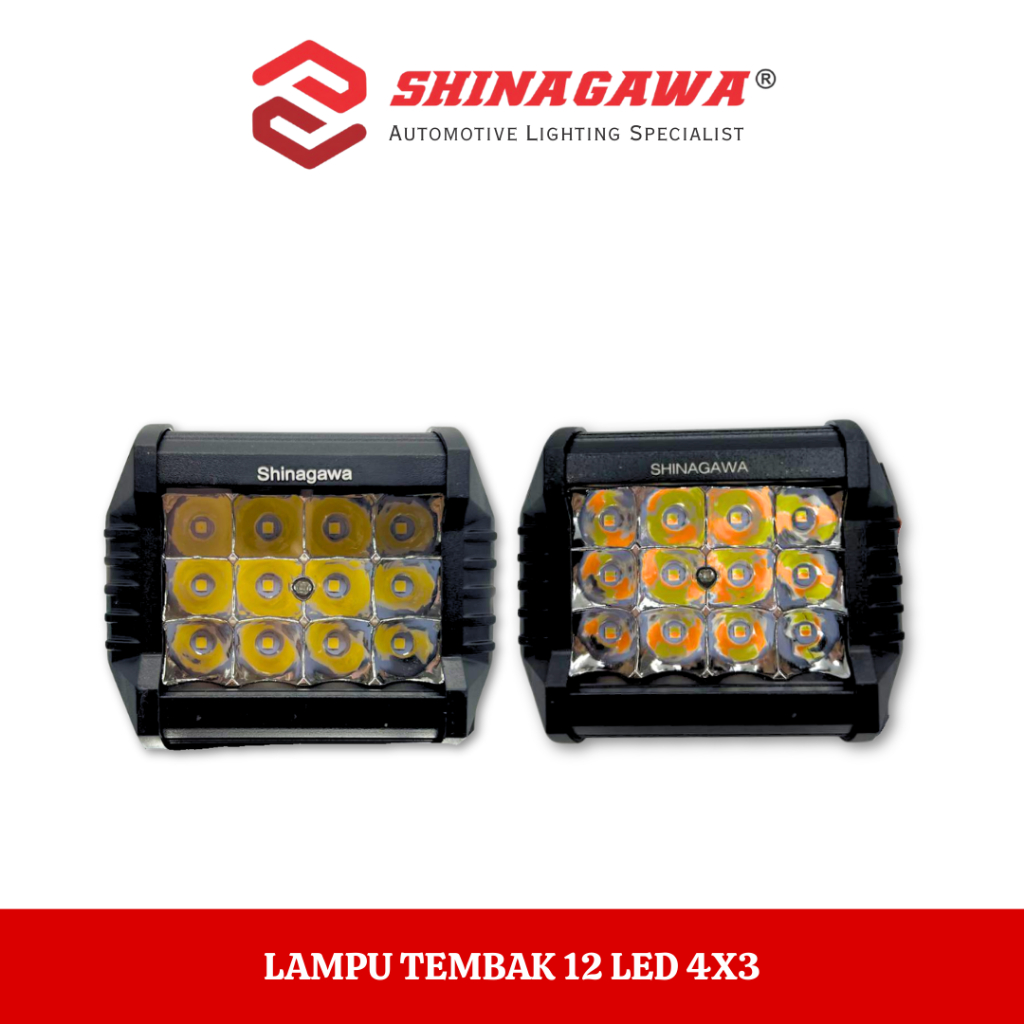 {SHINAGAWA} Lampu Tembak 12 LED 4X3 Mata Motor Mobil Lampu Sorot Terang Putih Fokus Jarak Jauh