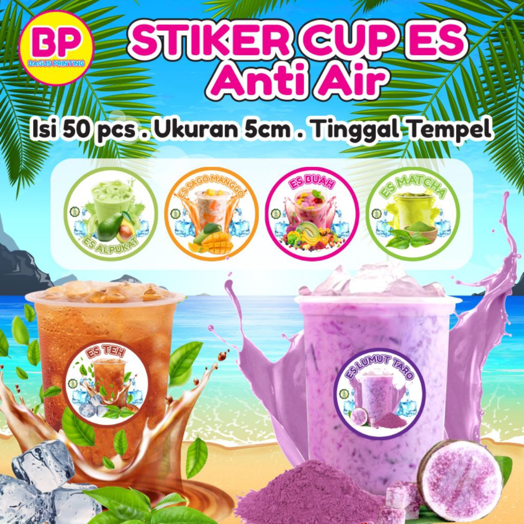 

Isi 50 Pcs Stiker Gelas Cup Es Sticker Gelas Cup Teh Stiker Cup Es Buah Viral Stiker Cup Anti Air Viral