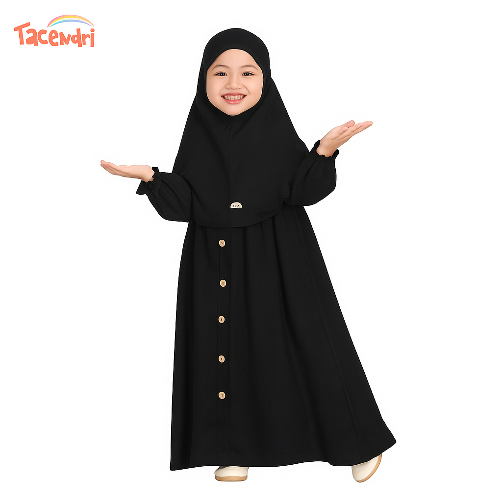 Gamis Anak Perempuan 3-8 Tahun / Abaya Mozza Set / Baju Muslim Anak / Abaya Anak Bahan Syakila