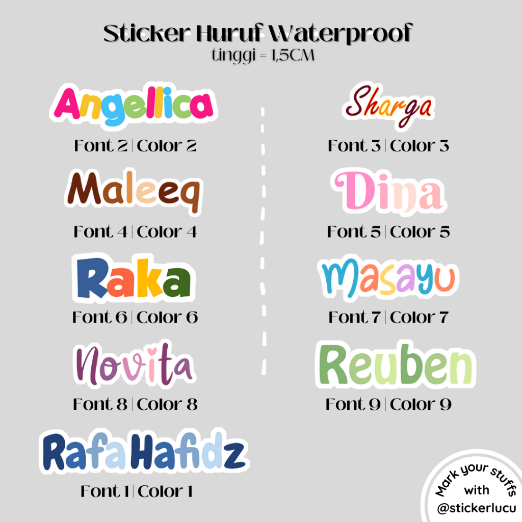 

Sticker Nama Huruf | Bisa Pesan 4 Nama
