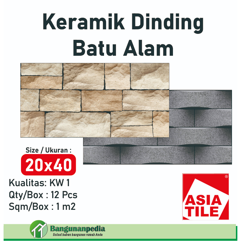 KERAMIK 20X40 BATU ALAM / KERAMIK DINDING MOTIF BATU