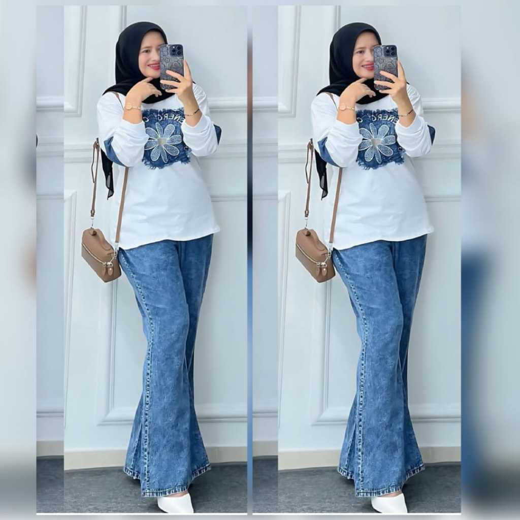 Setelan Jeans Wanita Dewasa, Setcel Cargo Jeans Wanita Terpopuler