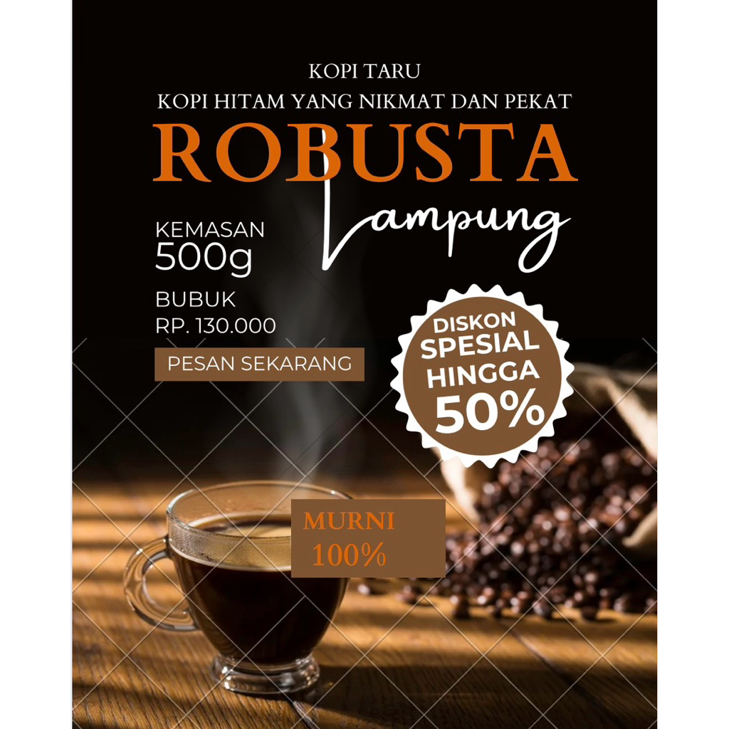 

VarianGHAM 500GRAM ROBUSTA(KOPI ASLI SUMATERA)100%MURNI&PETIK MERAH