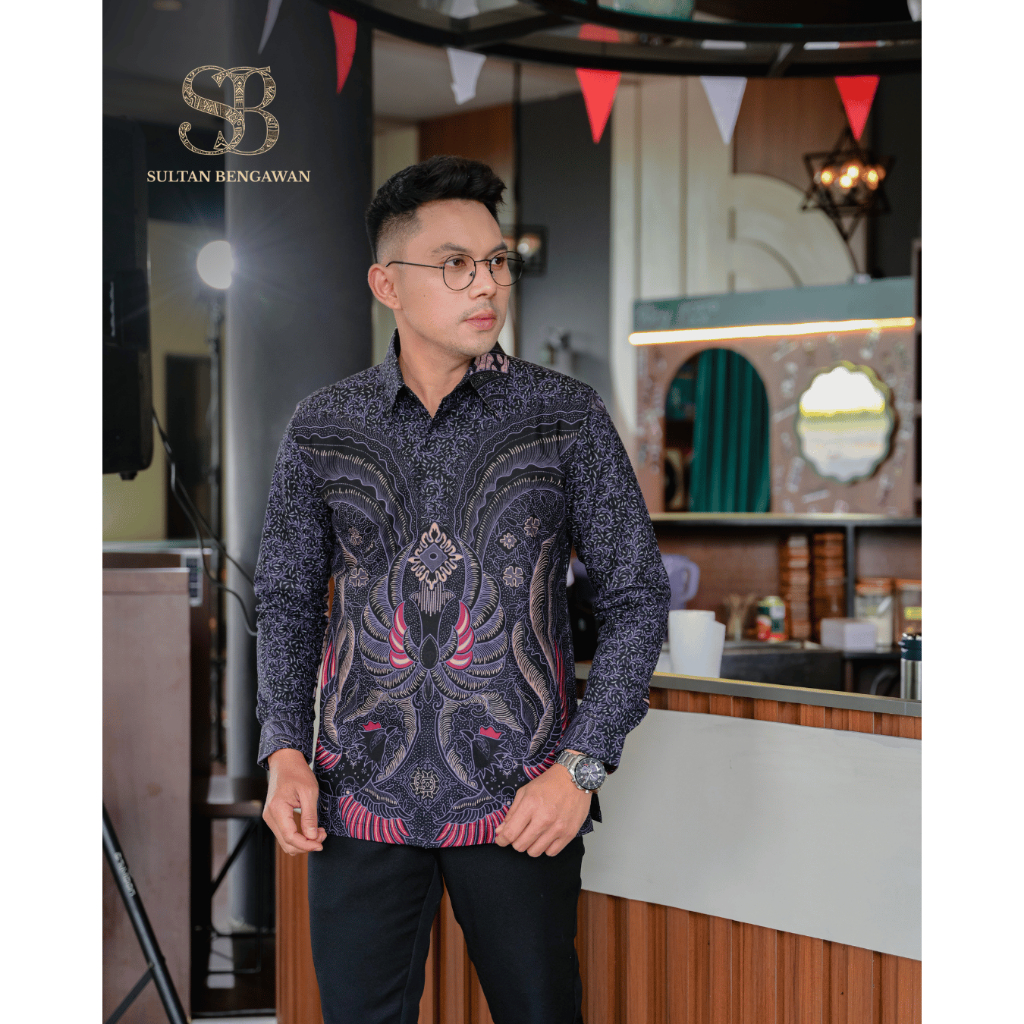 BATIK SULTAN BENGAWAN Kemeja Batik Pria Modern Slimfit Lapis Furing Bahan Premium Motif SuryaKencana