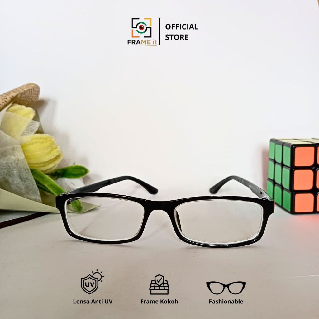 [FI] Kacamata Minus 0,5 - 5 BLACK Frame Kuat Kokoh Lentur Kacamata Minus Murah Kacamata Optik Kacama