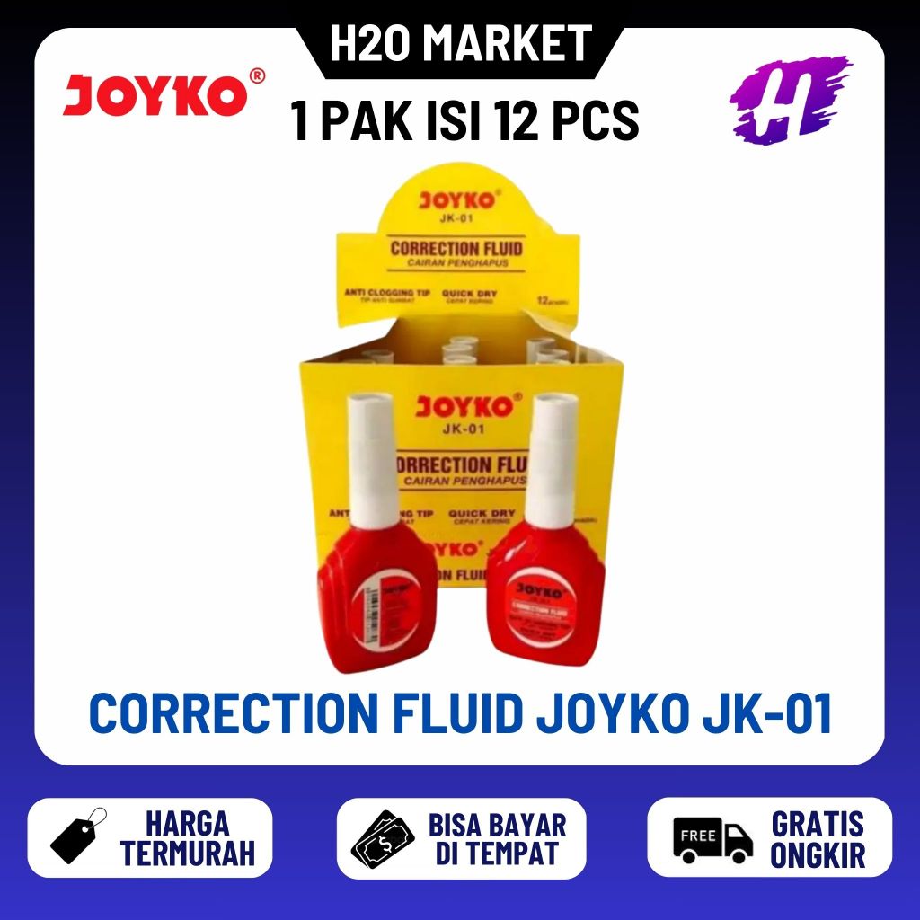 

❤️H2O❤️ JOYKO CORRECTION FLUID JK-01TIPEX CAIR JOYKO JK01 TIPX TIP-EX 1 BOX LUSIN MURAH [12PCS]