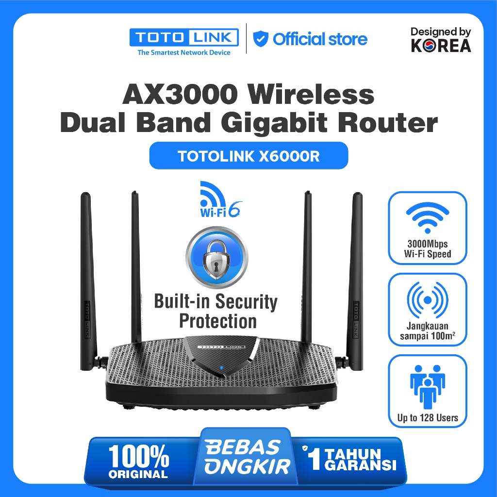 Totolink Router WiFi 6 Wireless AX1500 AX3000 Dual Band Gigabit X2000R X6000R