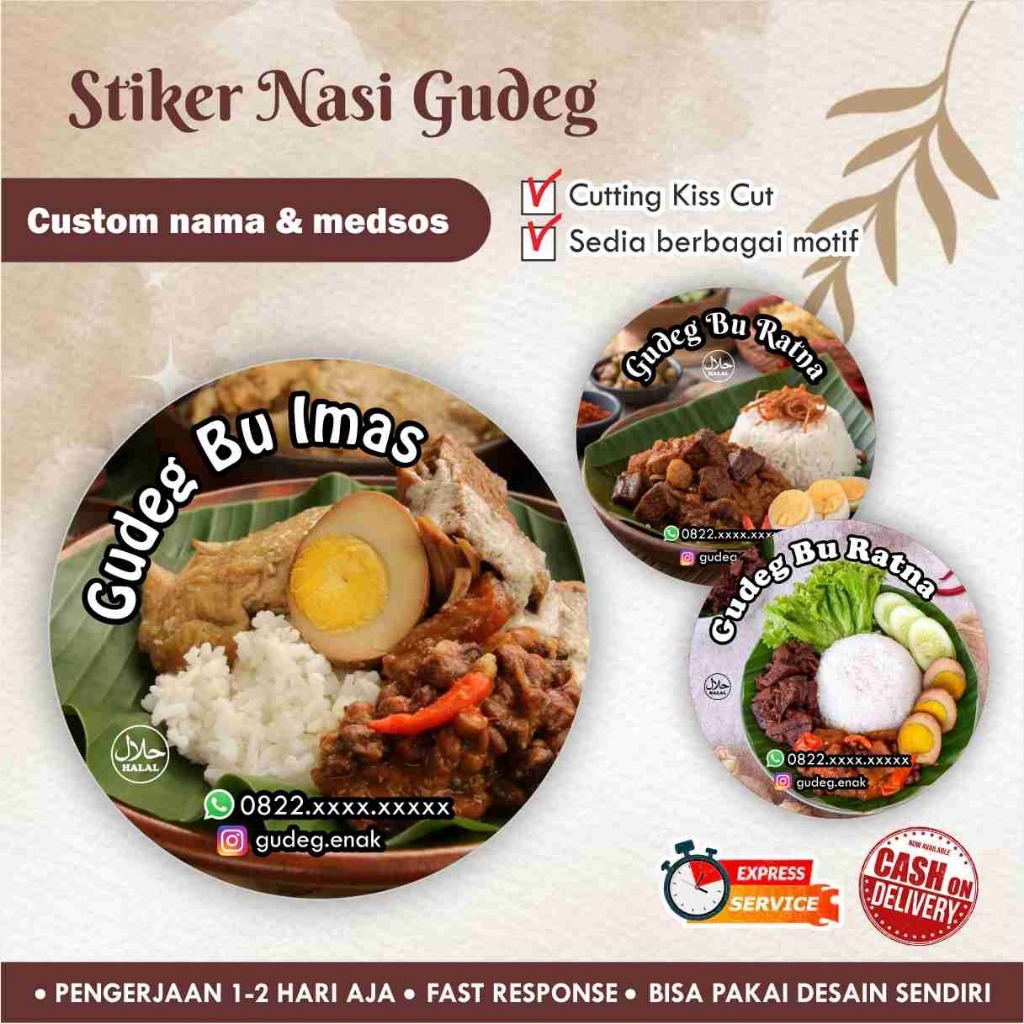 

[170 pcs] Stiker Makanan Nasi Gudeg Jogja Asli / Stiker makanan/ Makanan Tradisional