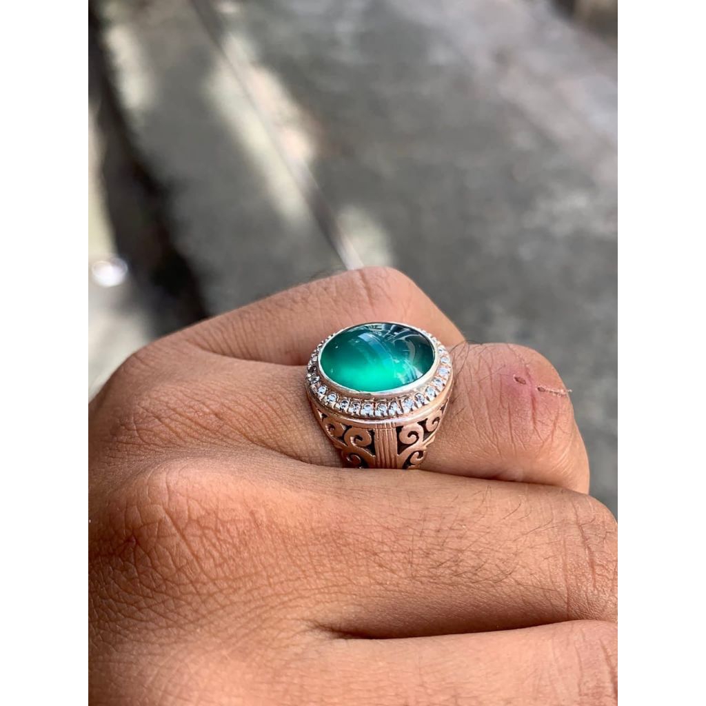 batu bacan majiko green ring perak