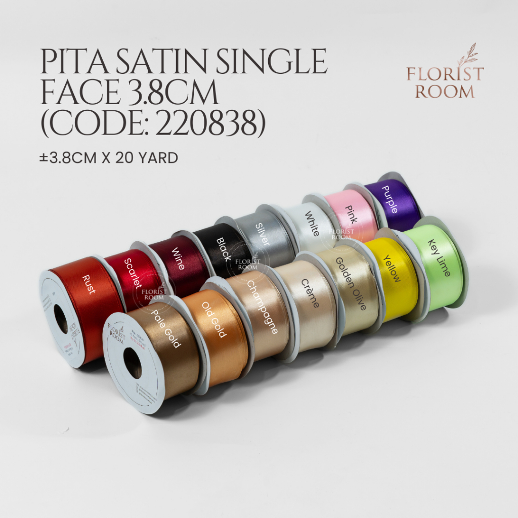 

Pita Satin Single Face ±3.8cm x 20yard - Code : 220838 - Ribbon -Gift Ribbon -DIY -hampers