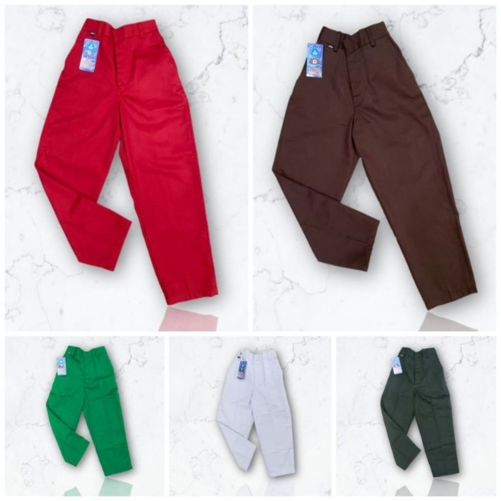 ABBA Celana Panjang Sekolah SD laki laki warna Merah Hijau Hitam Putih cokelat pramuka cargo merk AB