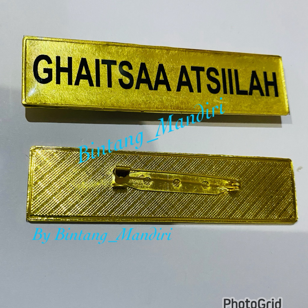 

Name Tag Nama Dada Kuningan Full Gold Lapis Lycal Resin 8x2cm Satuan PREMIUM