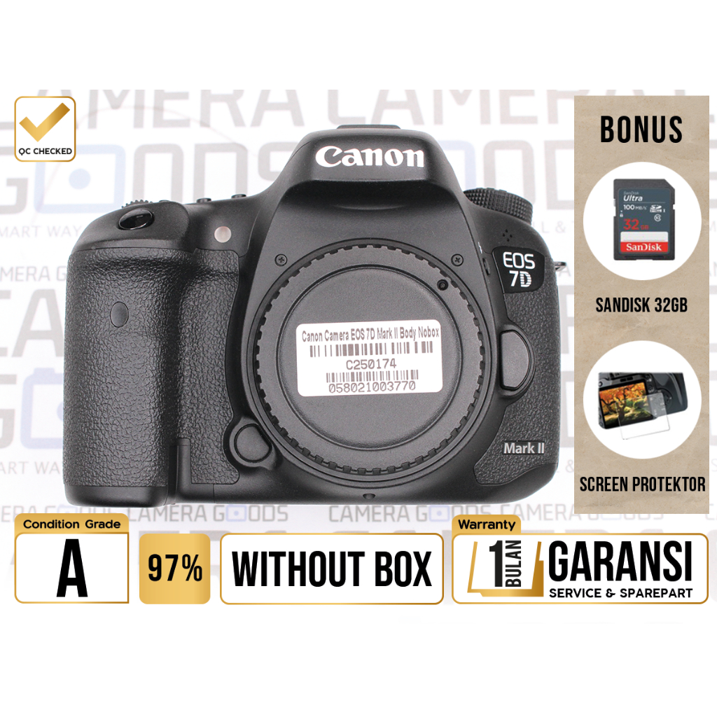 Kamera Canon EOS 7D II DSLR APSC Camera Body Only Second Bekas Grade A - 7DII 7D Mark 2 - C250174
