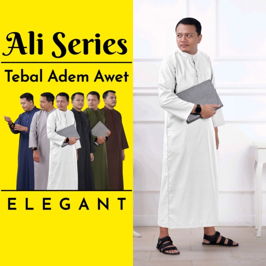 Baju Jubah Gamis Laki Laki Haramain Haromain Pria Dewasa Polos Lengan Panjang  Gamis Kerah Shanghai 