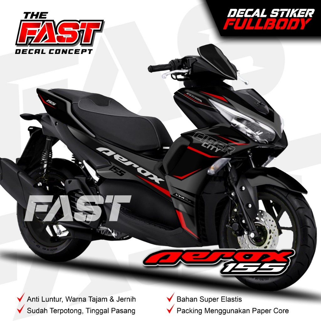 TERBARU Decal Sticker Variasi Fullbody Aerox 155 New CYBER  CITY 2- Dekal Stiker Aerox New Decal Sti