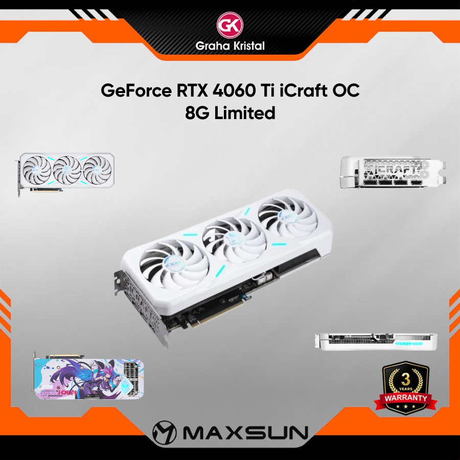 VGA MAXSUN GEFORCE RTX 4060 Ti 8GB iCRAFT OC GDDR6 - SKYLIGHT RGB - TRIPLE FAN RTX 4060Ti