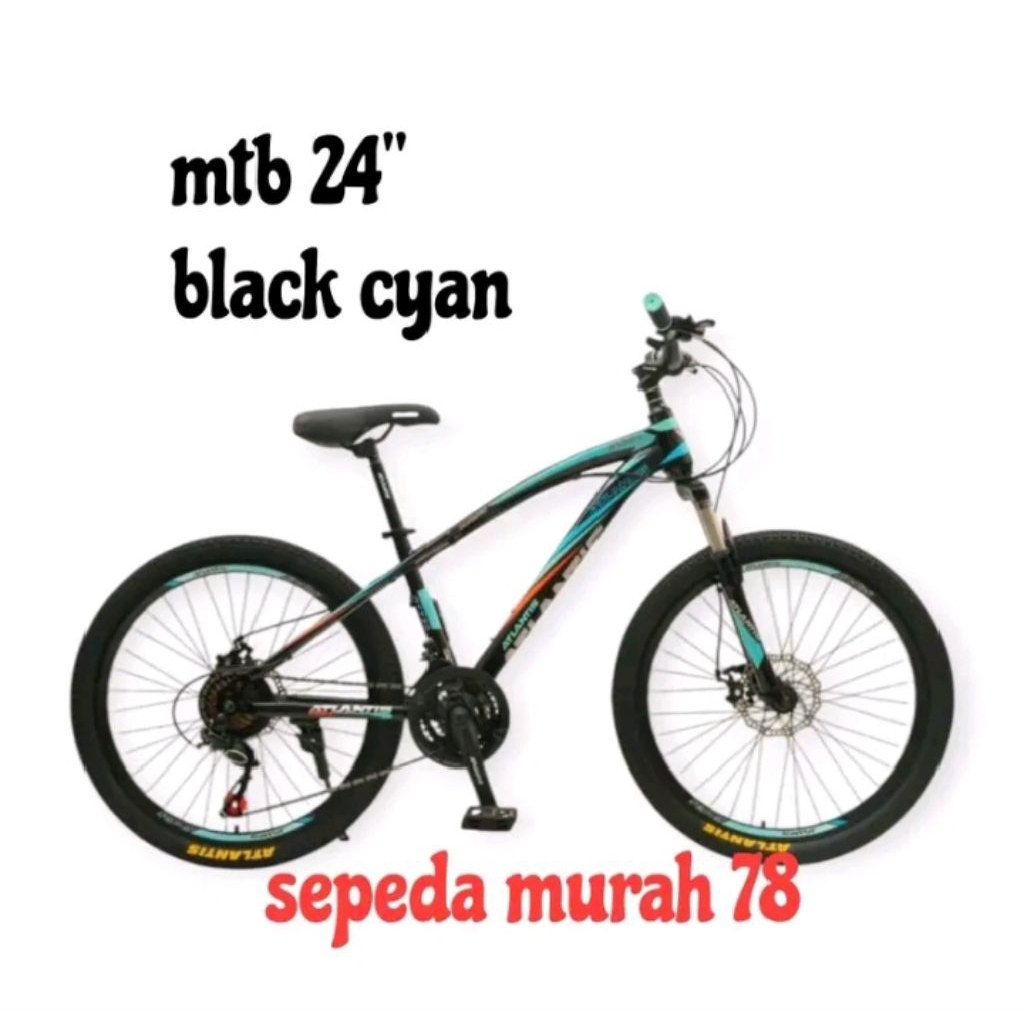MTB 24 Inch Atlantis Rem Cakram Hi-Teen Steel 21 Speed Ban 24x2.35 Sepeda gunung