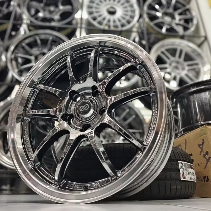 Velg Mobil Ring 17 Enkei RF01 Black Chrome Lip Polish PCD 5x114,3 ET40 untuk Civic HRV CRV Corolla C