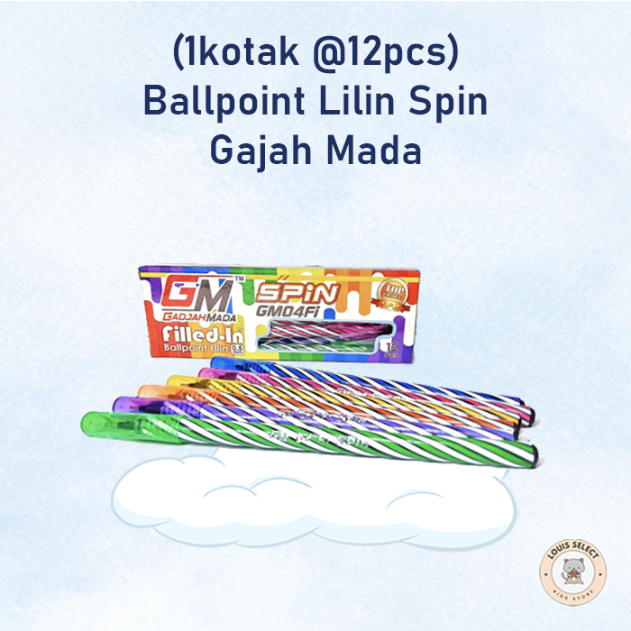 

(1 Pack @12 Pcs) Pen Lilin Spin Gajah Mada | Ballpen Lilin Gajah Mada Warna Warni (GM-04FI) (Black) - Stationery Hitam Pulpen