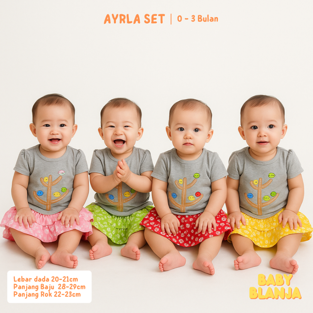 Baju Bayi Perempuan 0 6 Bulan Ayrla Set