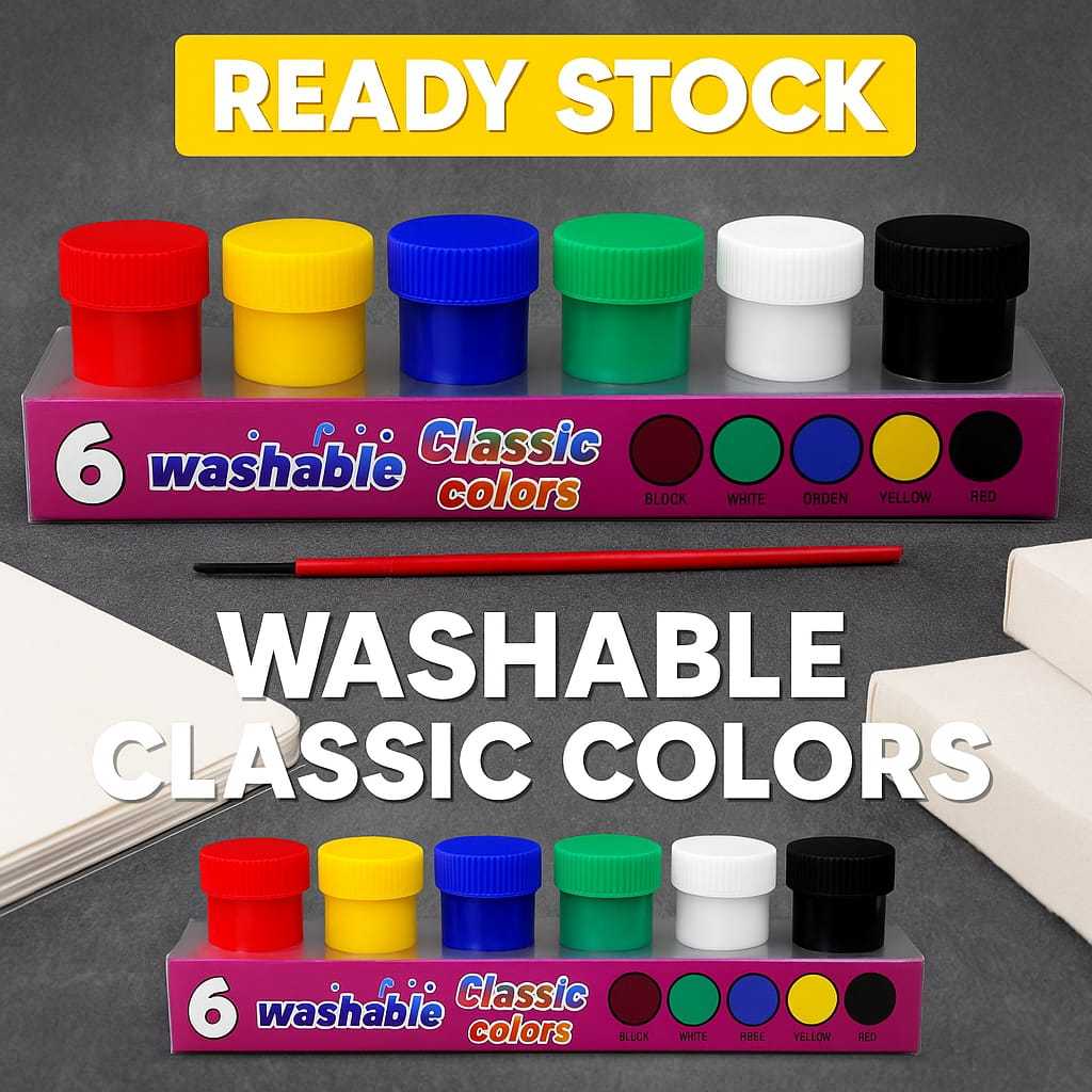 

Washable Poster Paint Set 6 Colors 20ml - Cat Poster 6 Warna Akrilik Serbaguna Kuas Lukis Kerajinan