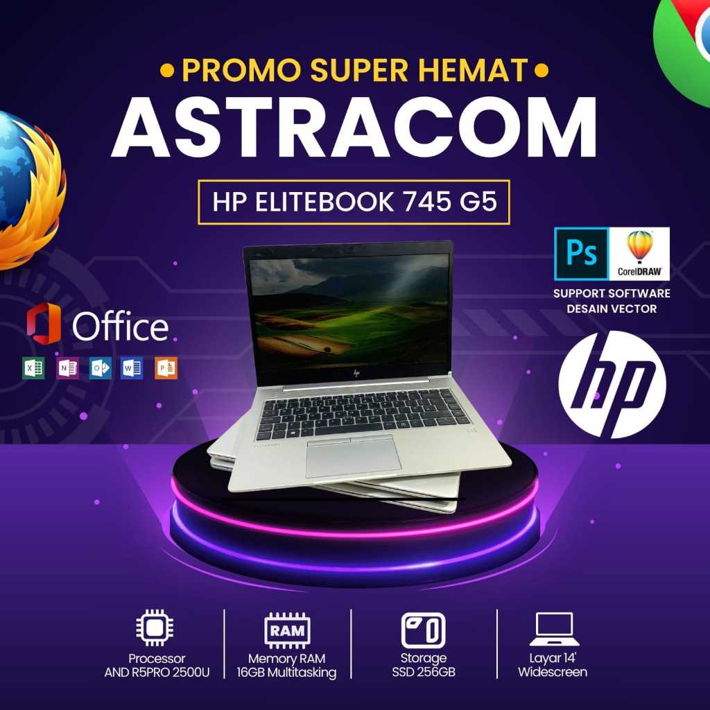 Laptop HP Elitebook 745 G5 AMD Ryzen5 RAM 16 GB SSD 256 GB