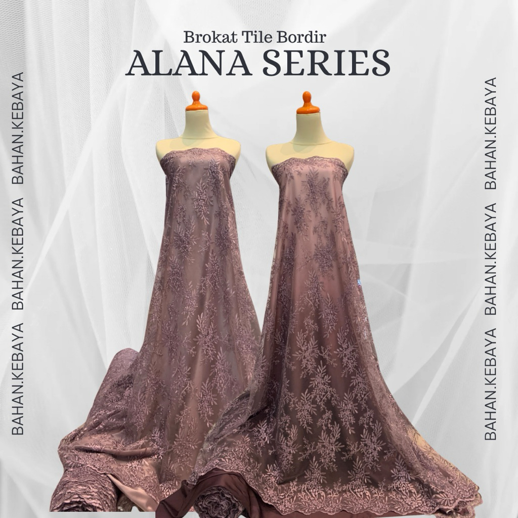 Kain Bahan Kebaya Brukat Brokat Tile Embroidery Bordir Alana Series Warna Ungu Mauve Dusty Purple