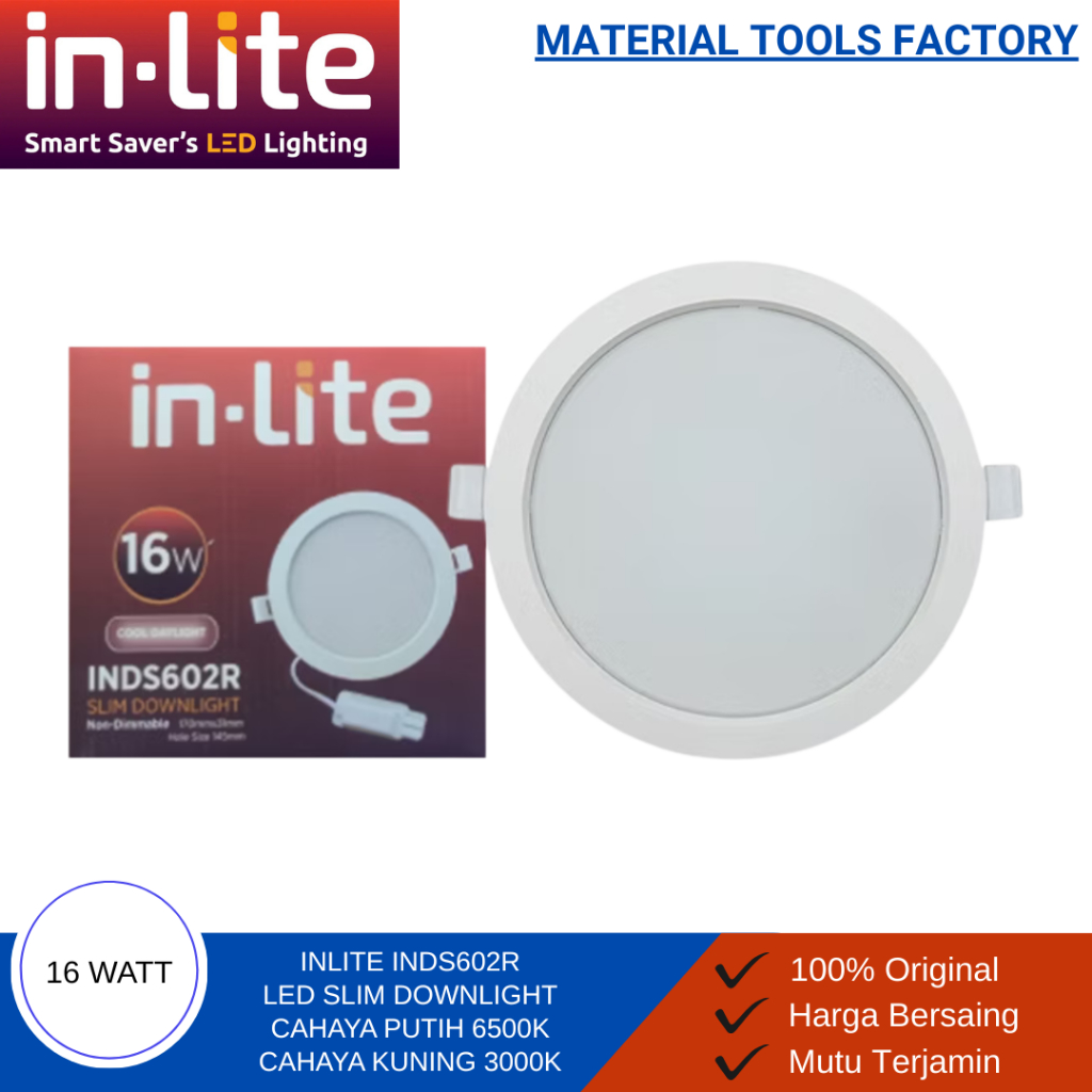 Lampu LED - Lampu Downlight Plafon - Downlight  InLite Lampu LED Panel Plafon Slim Downlight 16W 16 