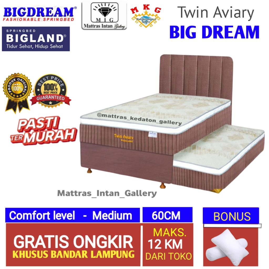BIG DREAM TWIN AVIARY SORONG DOUBLE PLUSHTOP 2 IN 1 UK 120 - KASUR MATRAS 2IN1 BIGLAND MATTRAS KEDAT