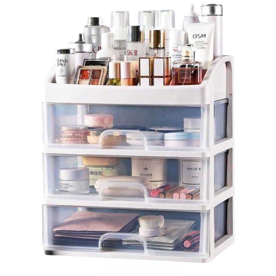 NEW - RAK KOSMETIK 3 LACI MULTIFUNGSI PLASTIK RAPI JUMBO / RAK MAKEUP DENGAN LACI / RAK SERBAGUNA