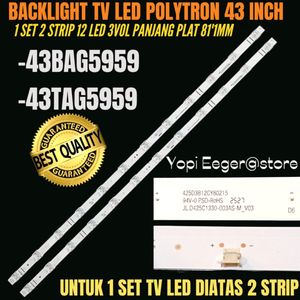 BACKLIGHT TV LED POLYTRON 43 INCH 43BAG5959- 43TAG5959 BACKLIGHT TV LED POLYTRON 43 INCH