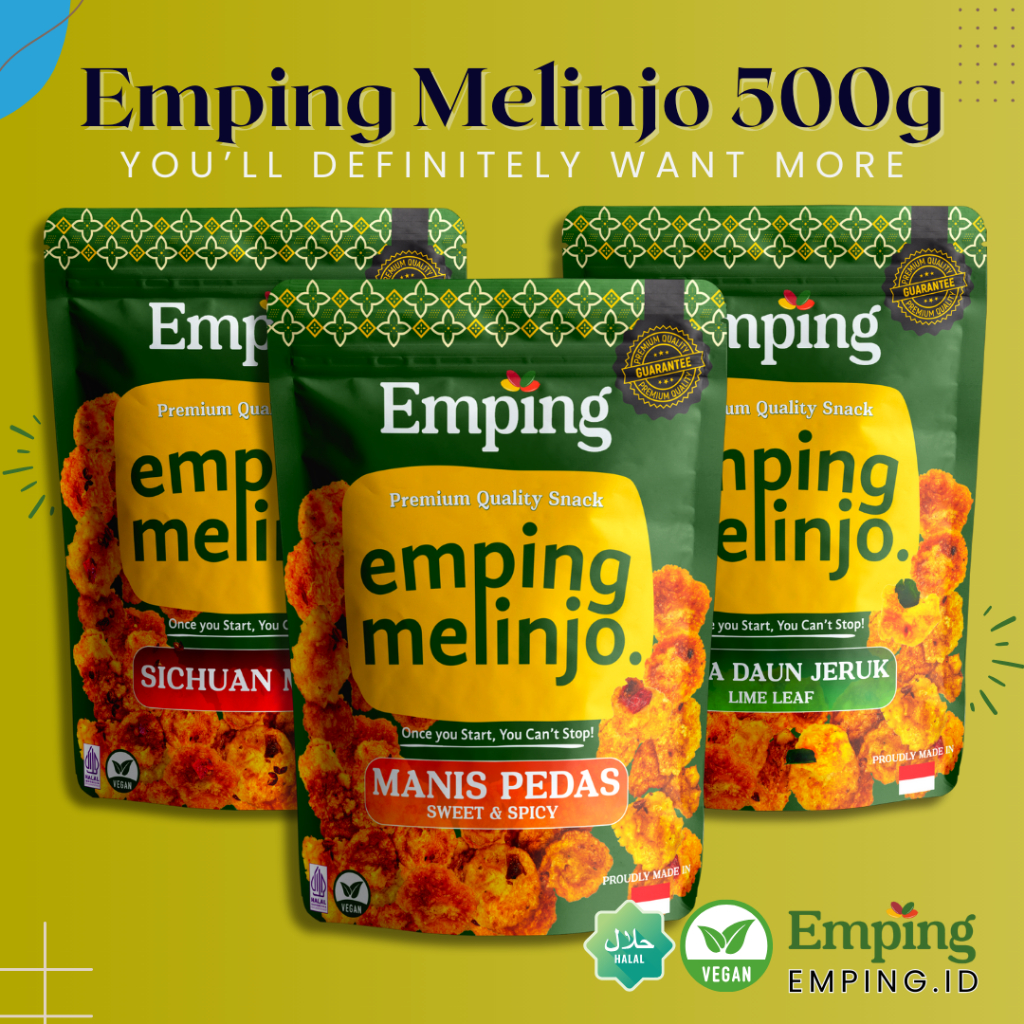 

Emping Melinjo Pedas Manis, Daun Jeruk, Szechuan Mala | Super Premium Emping | Emping So Good [500g]