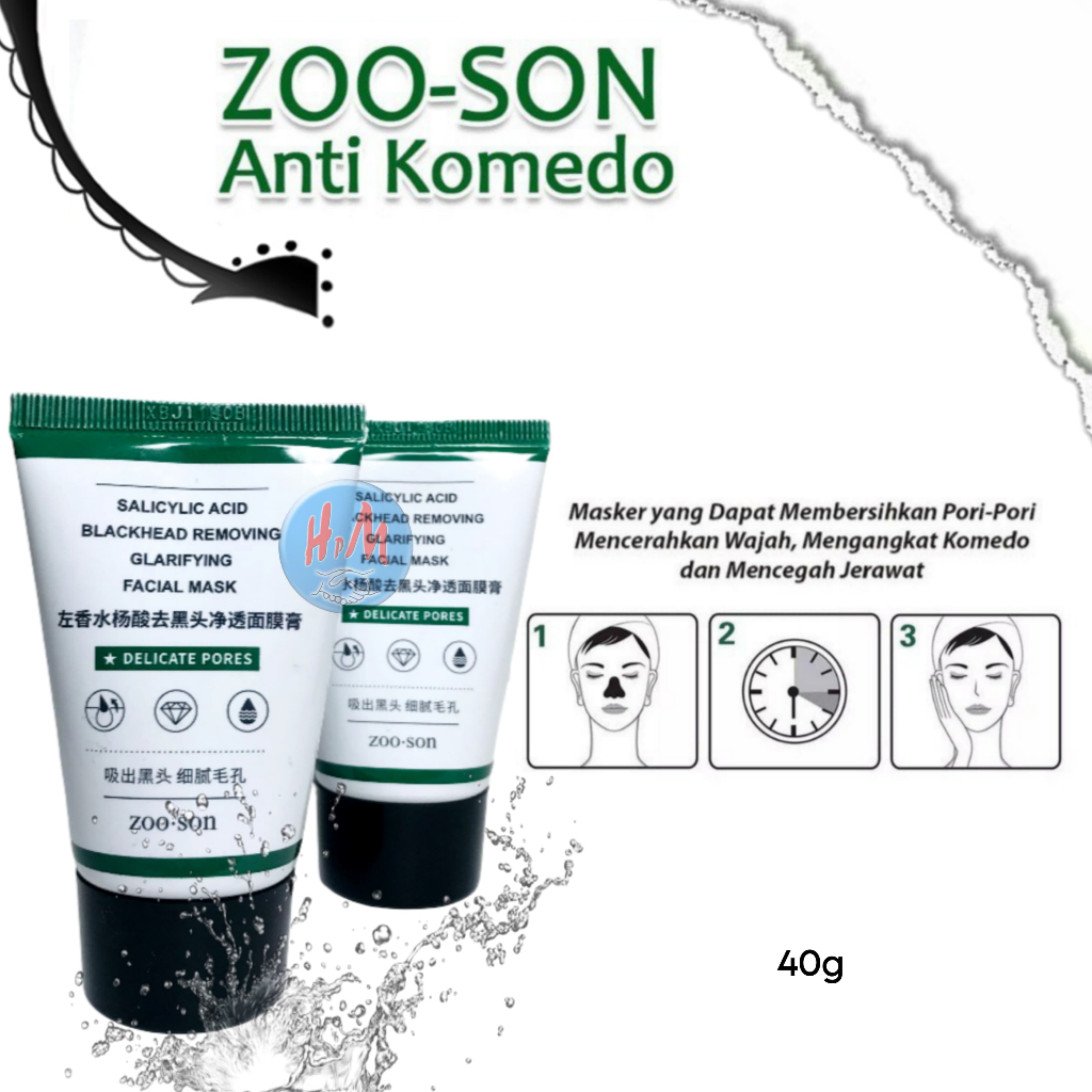 ZOO SON SALICYLIC ACID BLACKHEAD MASK / MASKER WAJAH MENGHILANGKAN KOMEDO UKURAN 40 GRAM