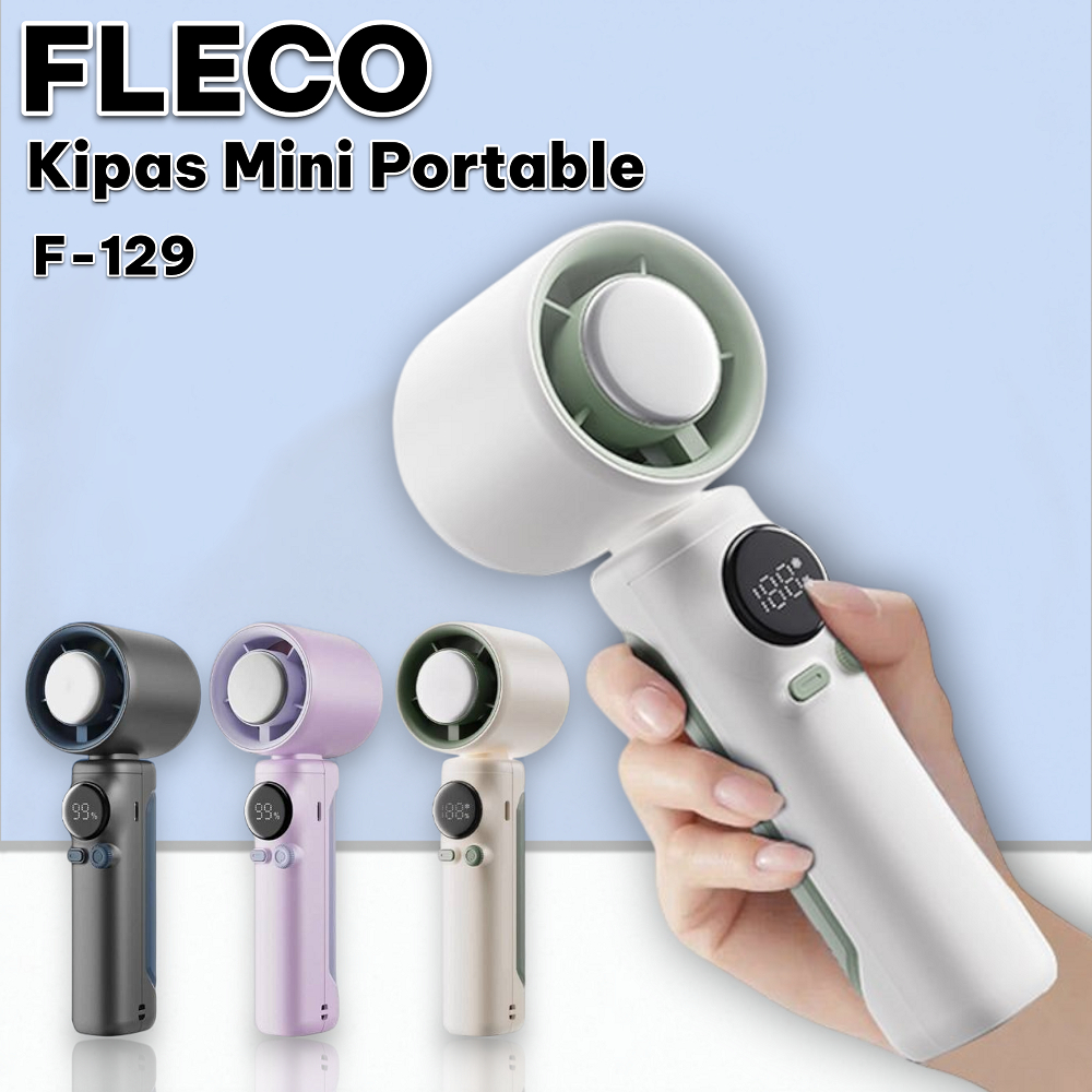 Kipas Angin Portable Fleco F-129 | Kipas Mini Handheld USB Rechargeable