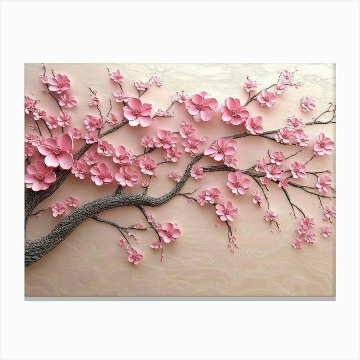 Lukisan Bunga Sakura Tekstur