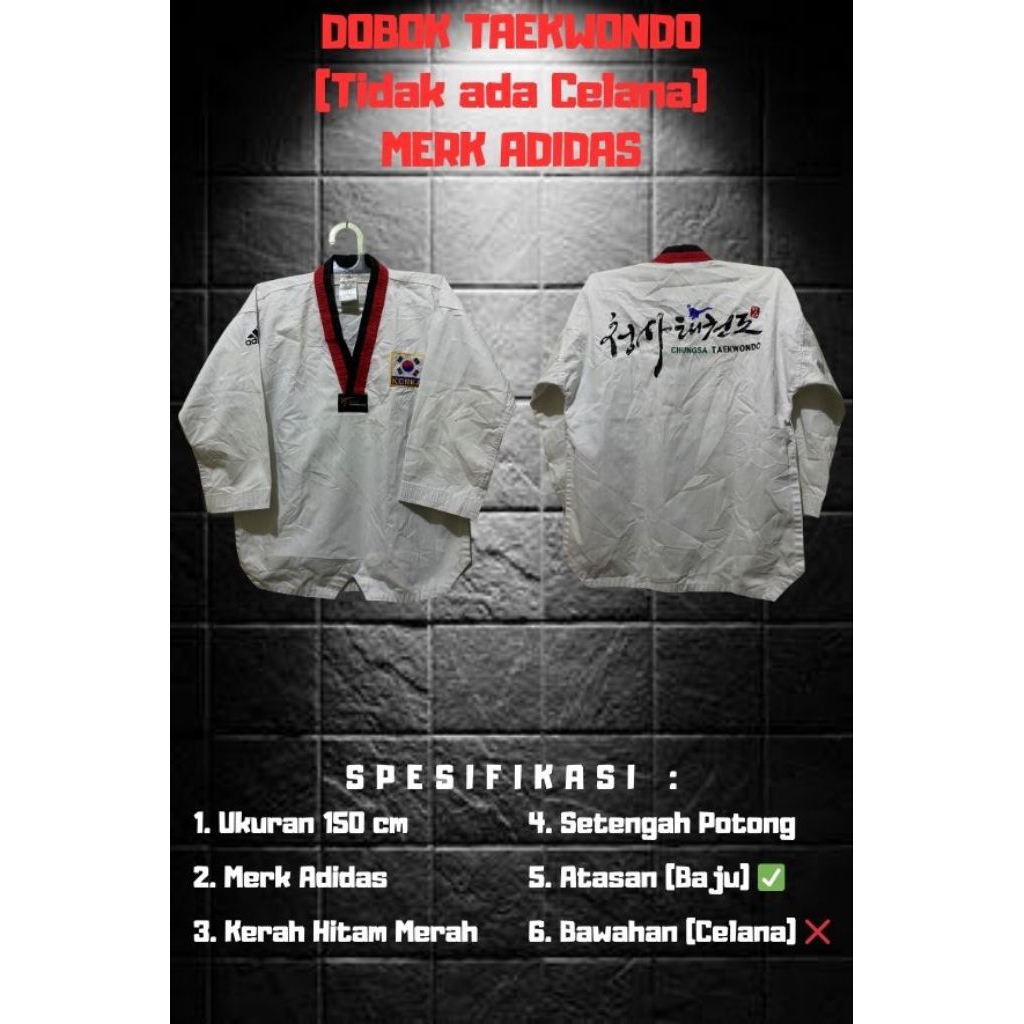 dobok taekwondo/dobok atasan/dobok dewasa/dobok anakanak
