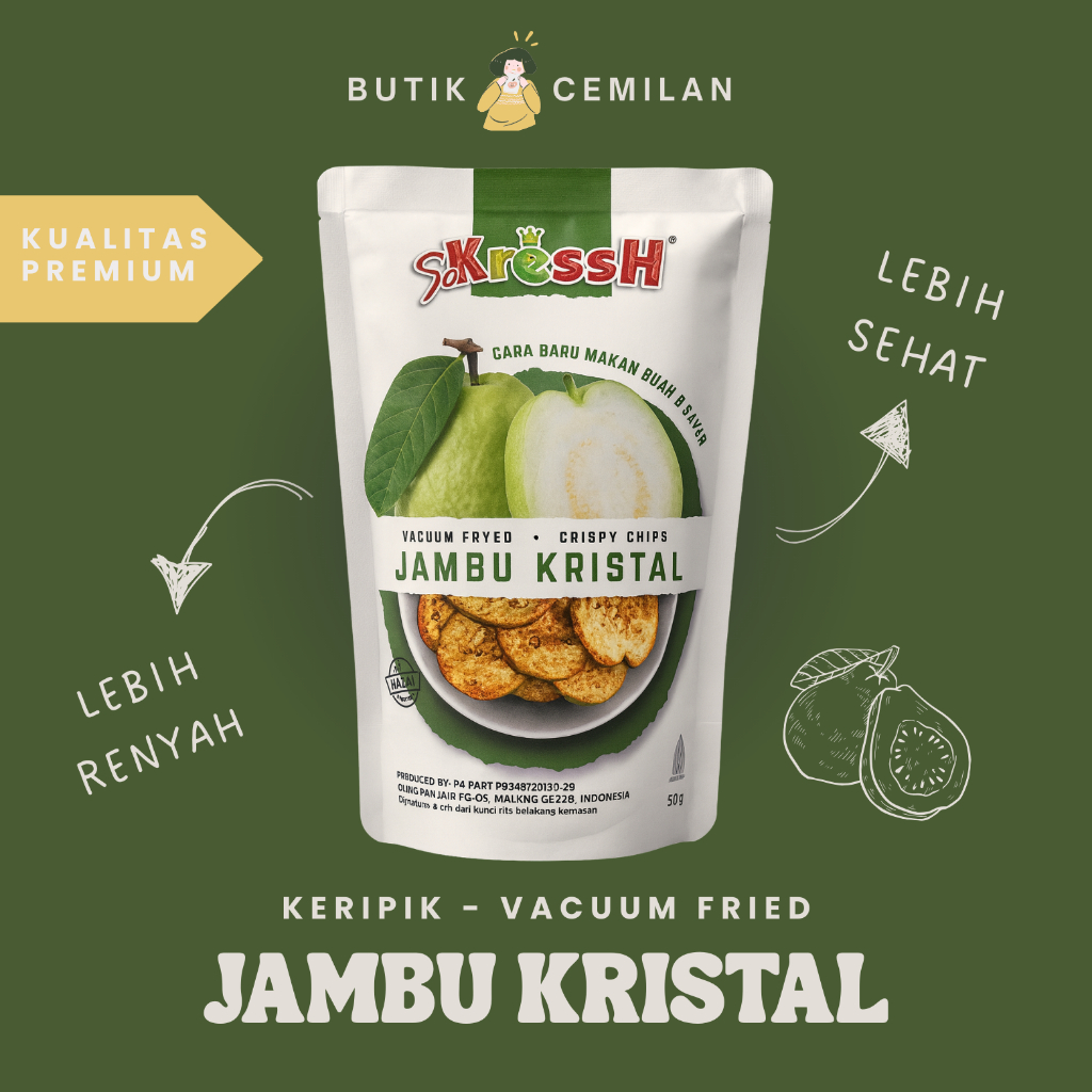 

Keripik Buah Jambu Kristal Sokressh 50gr – Camilan Manis Segar Sehat & Renyah Vacuum Fried Snack Khas Malang