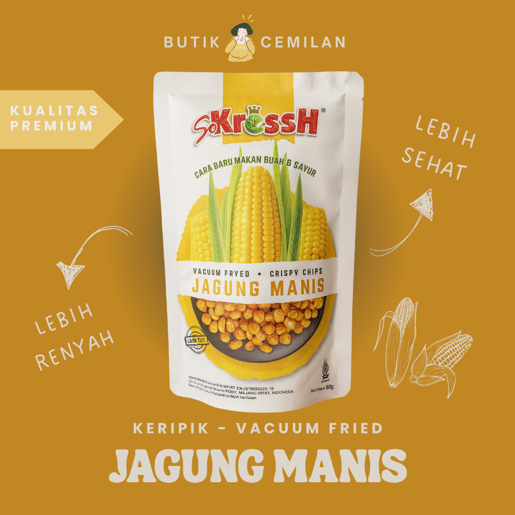 

Keripik Jagung Manis Sokressh 70gr - Vacuum Fried Super Renyah