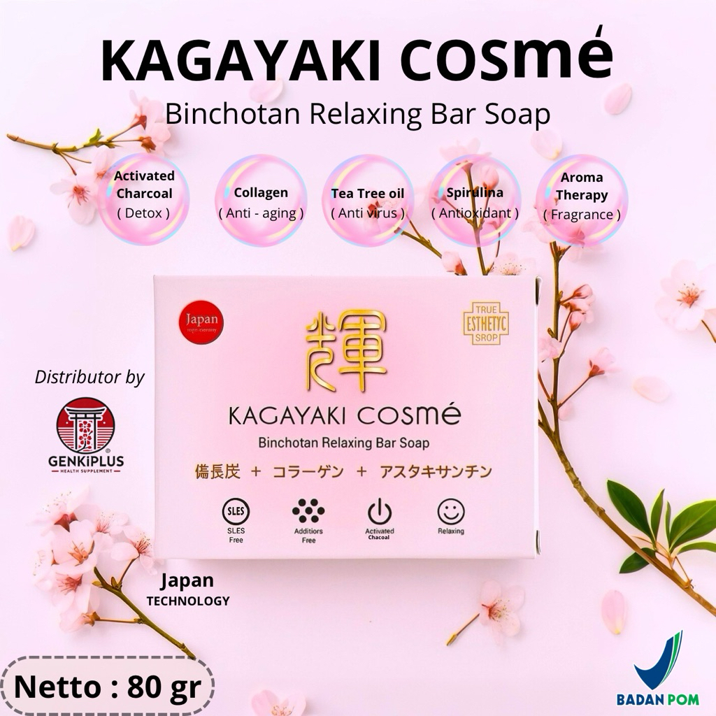 Sabun Jepang Premium Kagayaki Cosme – Binchotan Charcoal, Kulit Cerah, Anti Jerawat & Glowing