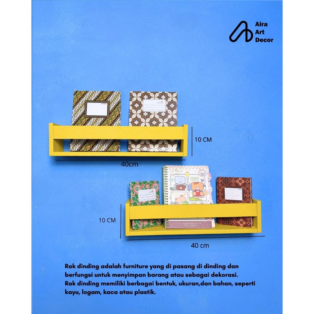Rak Buku Minimalis Aesthetic Tempat Buku Serbaguna Kokoh Tempel Dinding