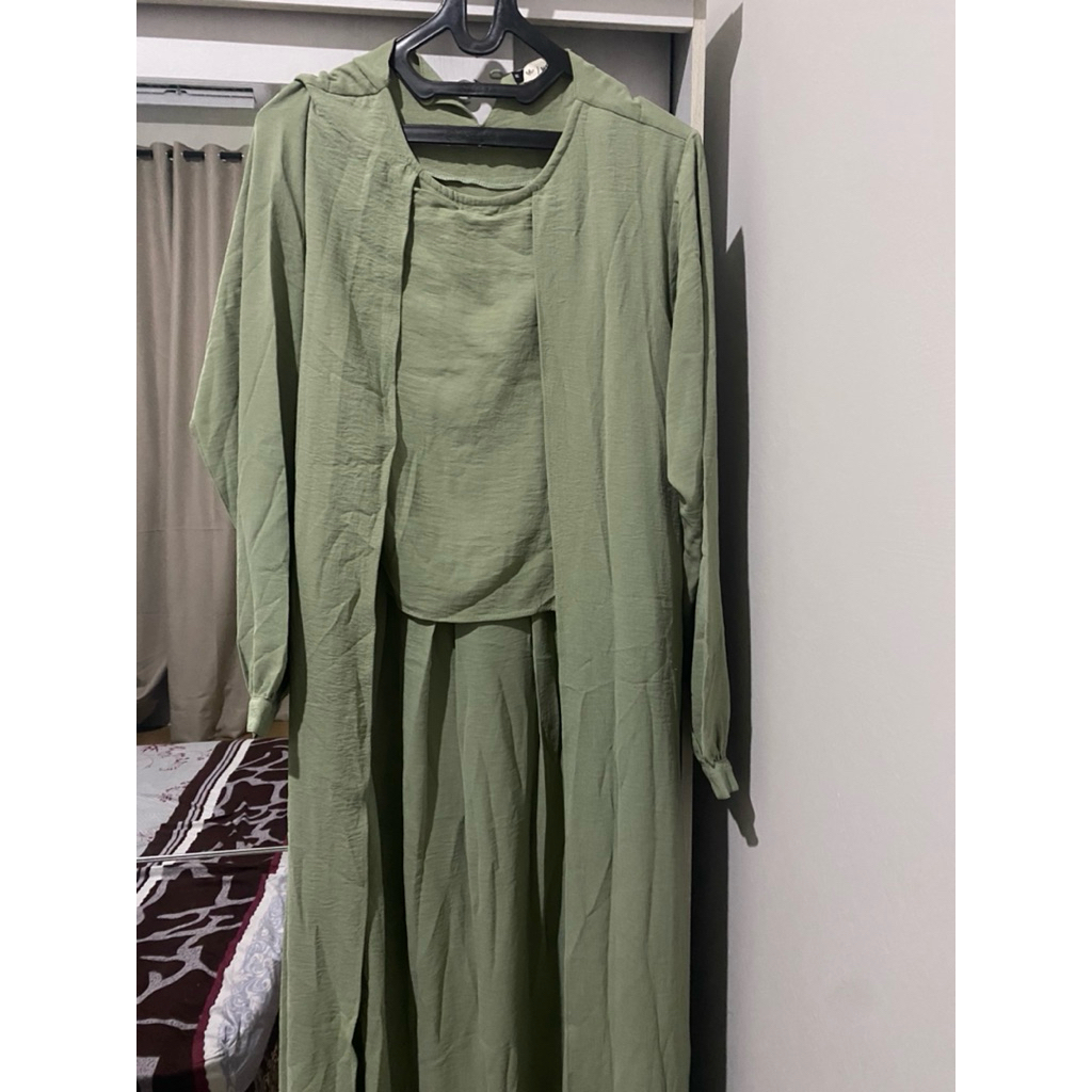 Dress Busui Sage Green Wimi.id